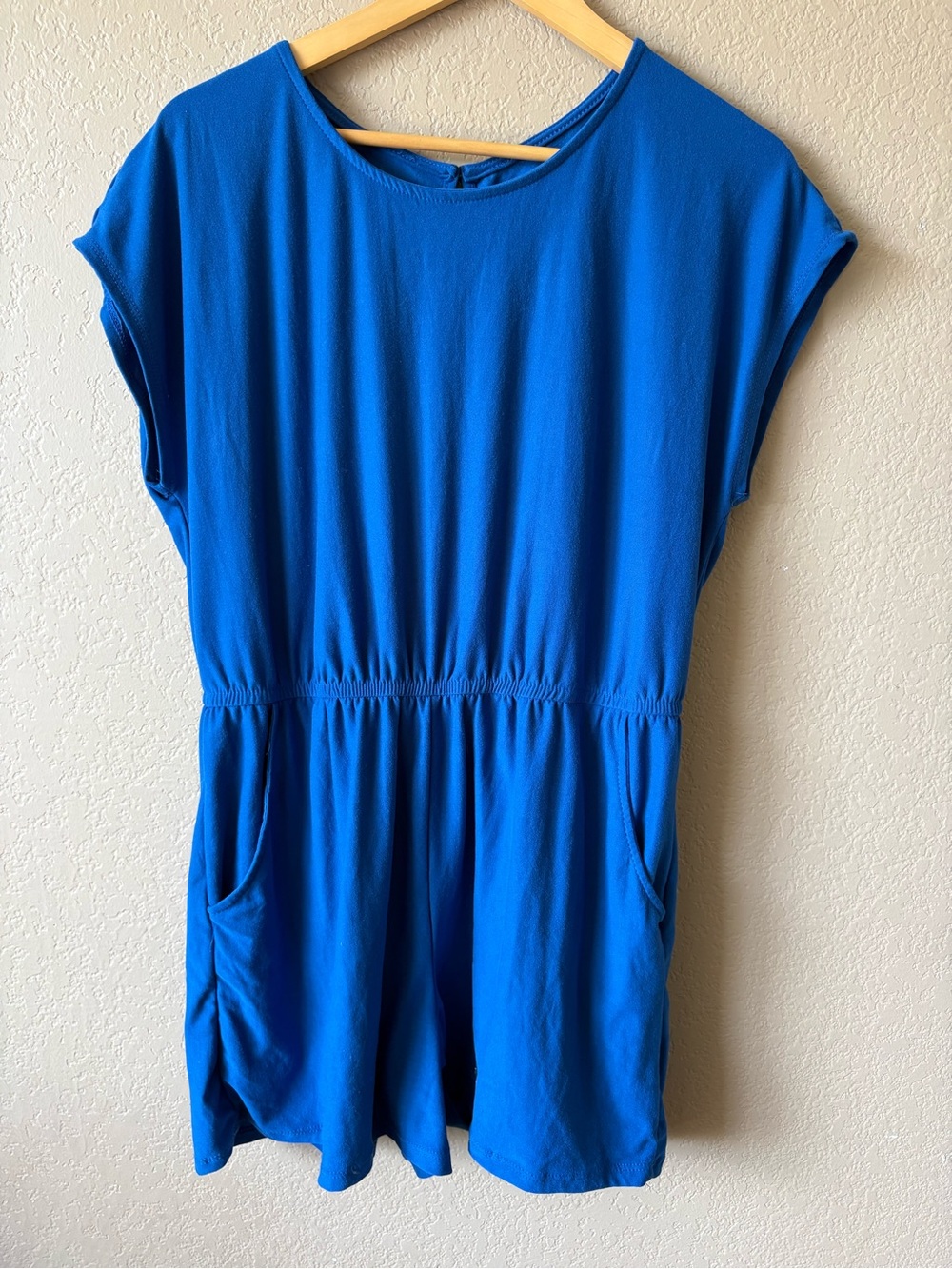 JUST BE BLUE SHORT RELAXED ROMPER JUMPSUIT SZ 1X ELASTIC WAIST LOUNGE WEAR